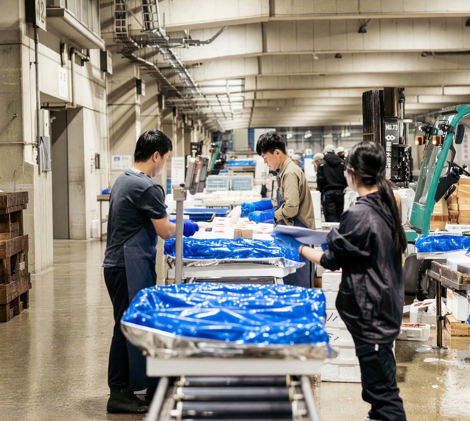 Our team processing and packing fish for export